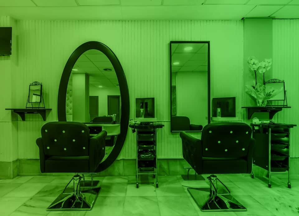 Inside a salon or barber shop